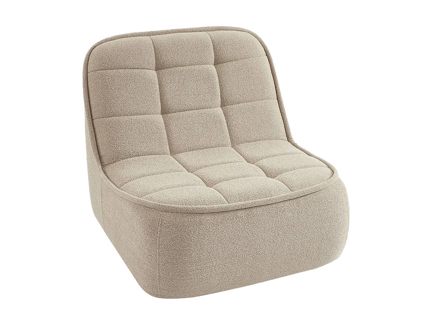 Sofá modular de borreguito texturizada con reposapiés, 3 plazas beige