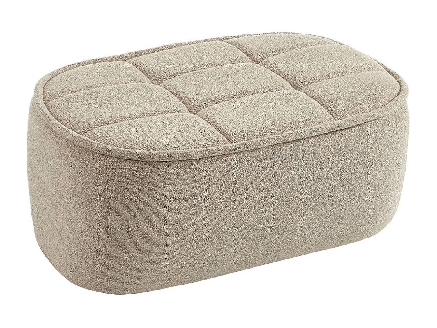 Sofá modular de borreguito texturizada con reposapiés, 3 plazas beige