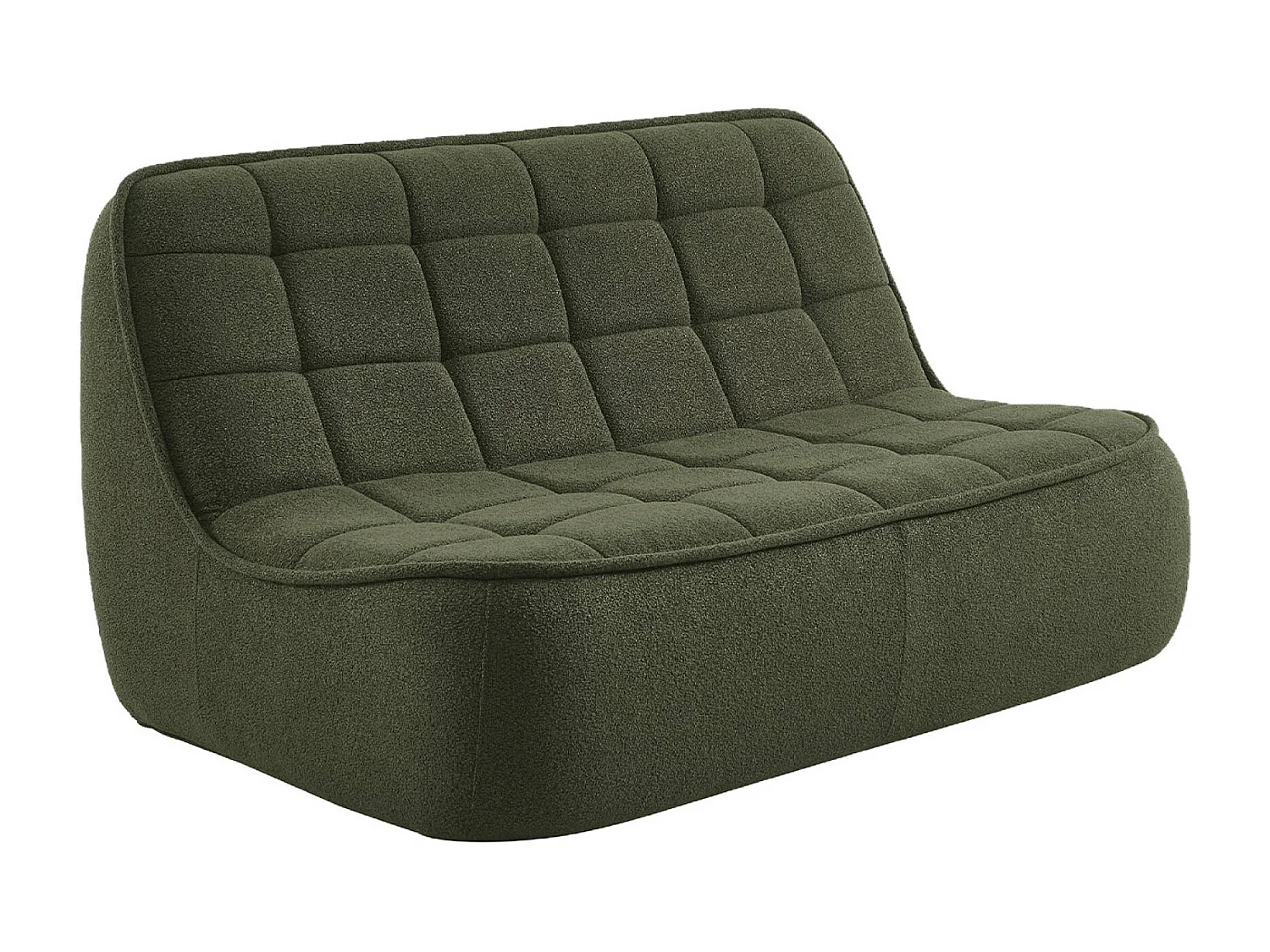 Sofá modular de borreguito texturizada con reposapiés, 3 plazas verde