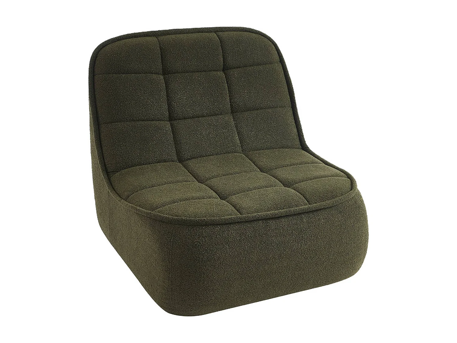 Sofá modular de borreguito texturizada con reposapiés, 3 plazas verde