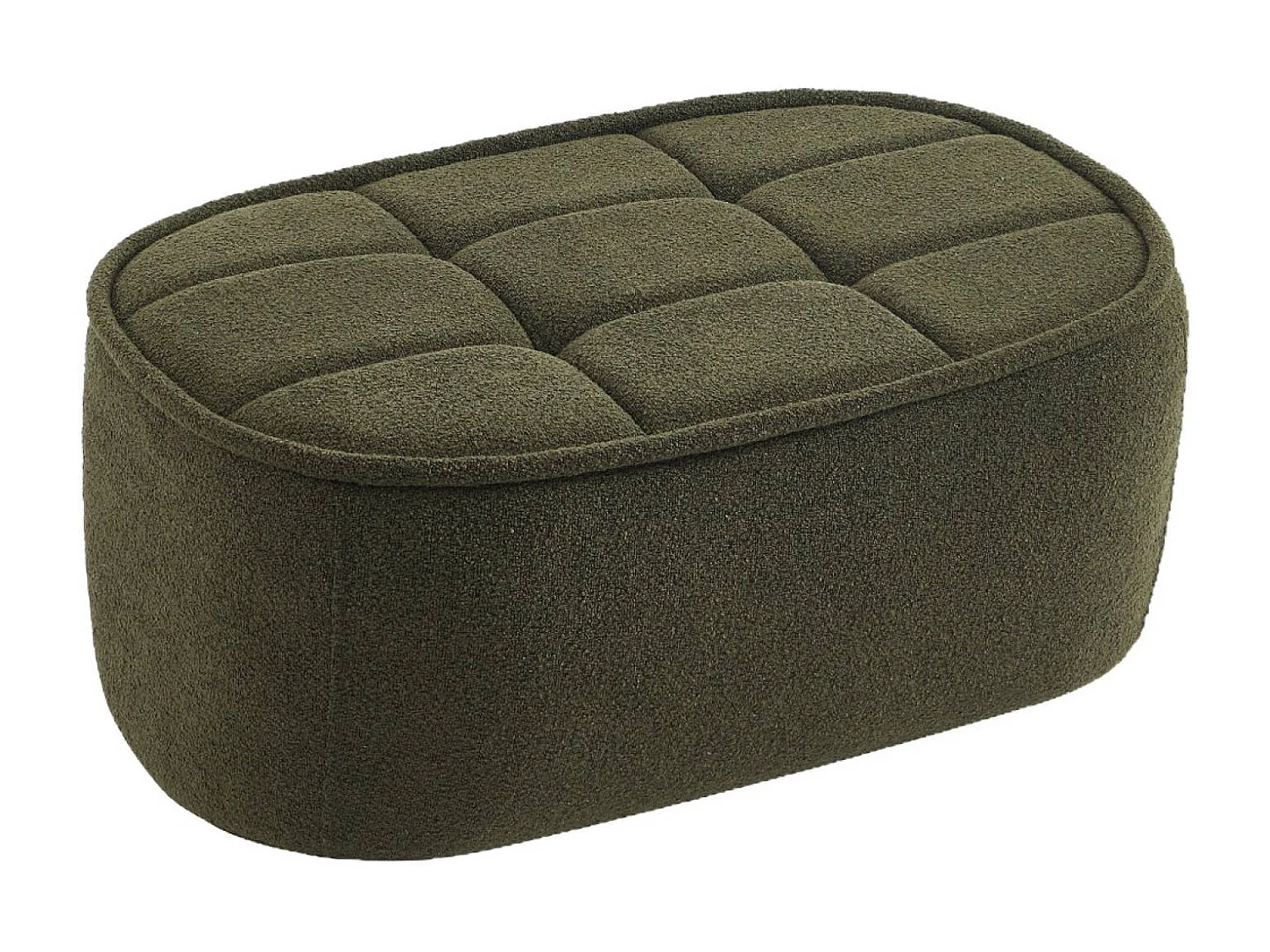 Sofá modular de borreguito texturizada con reposapiés, 3 plazas verde