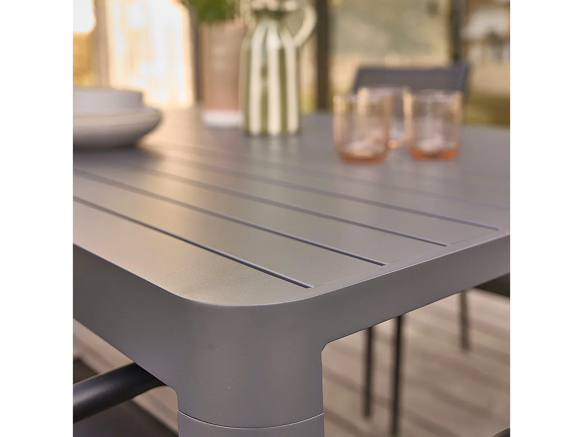 Salotto da giardino allungabile in alluminio grigio 6/8 pers.