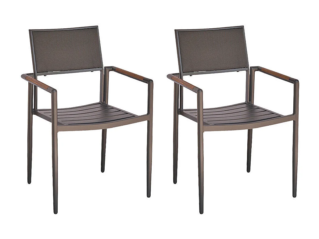 Lote de 2 sillones de teca y aluminio