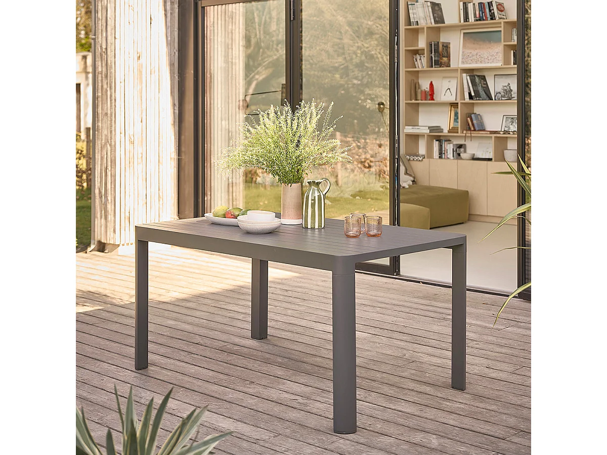 Salotto giardino allungabile alluminio teak 6/8 persone