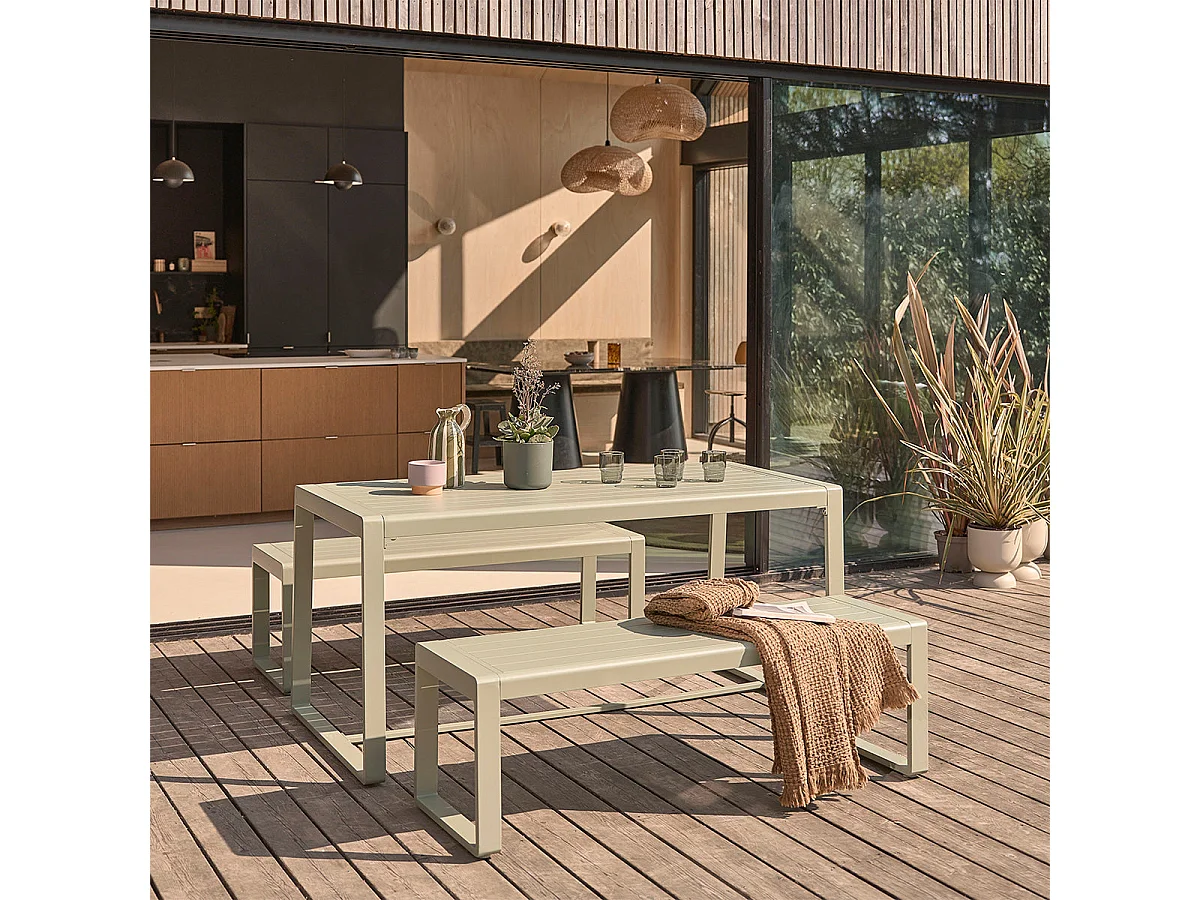 Salotto da giardino in alluminio verde 4/6 pers.