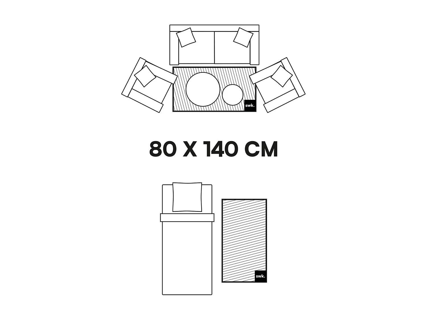 Tappeto da interno a righe bianche e nere