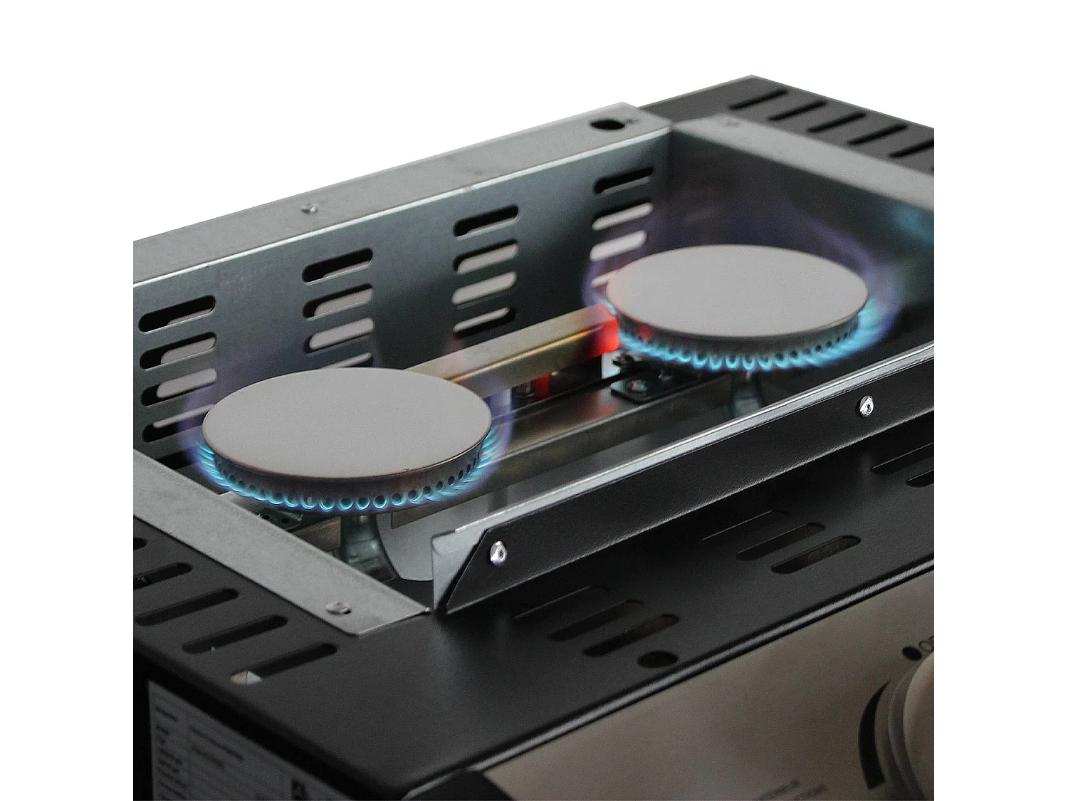 Plancha de gas con 2 quemadores de acero inoxidable, 5kw negro