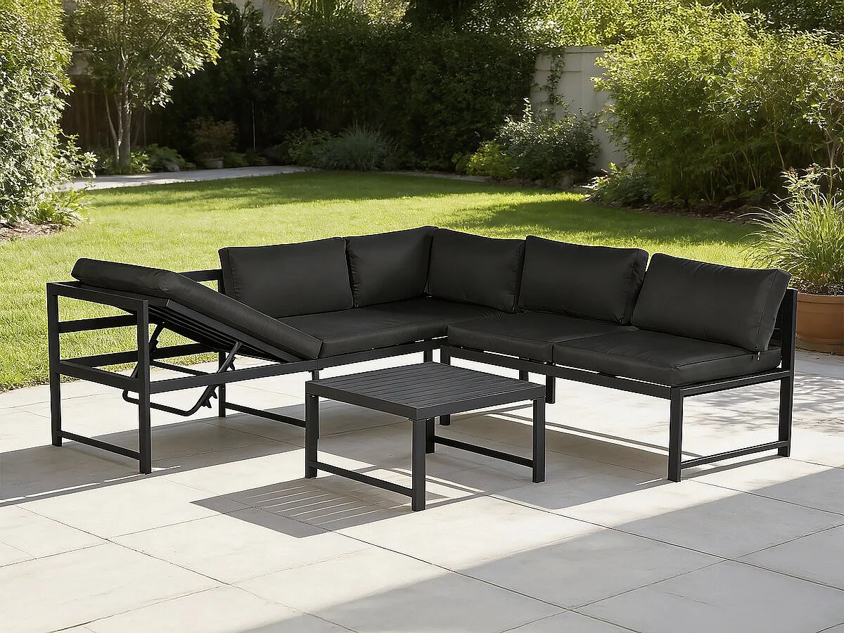 Ensemble salon de jardin en métal "Etna" - 6 places - Gris