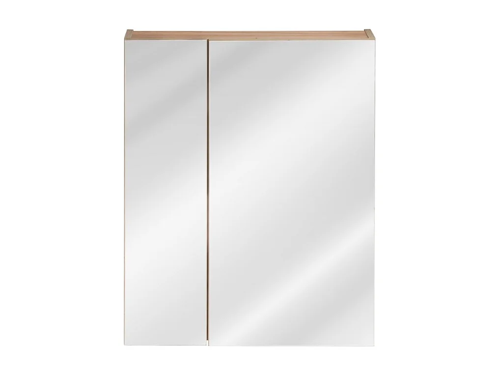 Meuble de rangement NALYA 75 cm – Chêne clair – 2 portes avec miroirs suspendu