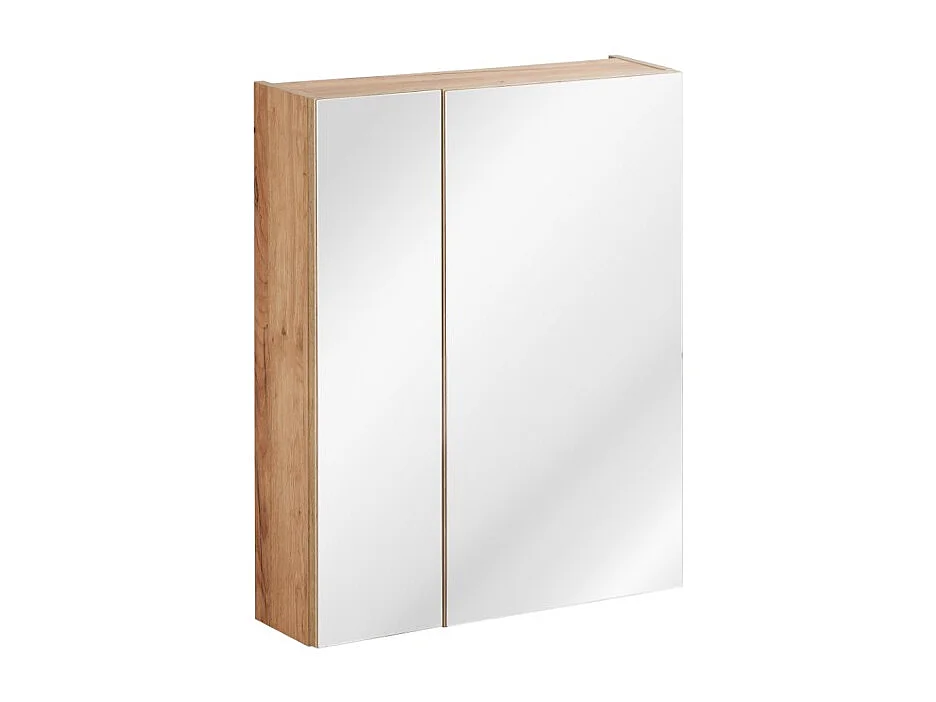 Meuble de rangement NALYA 75 cm – Chêne clair – 2 portes avec miroirs suspendu
