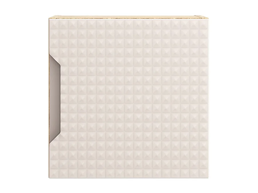 Meuble de rangement salle de bain VELNIA – 1 porte – 35 x 19 cm – Coloris chêne clair et beige – À suspendre