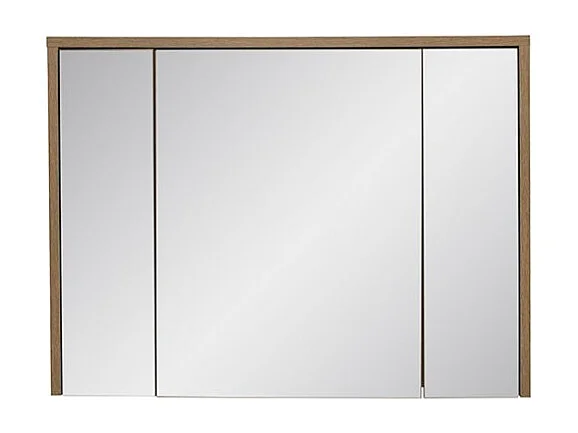 Meuble de rangement GABI 100 cm – 3 portes miroir – Finition ardoise et bois – À suspendre