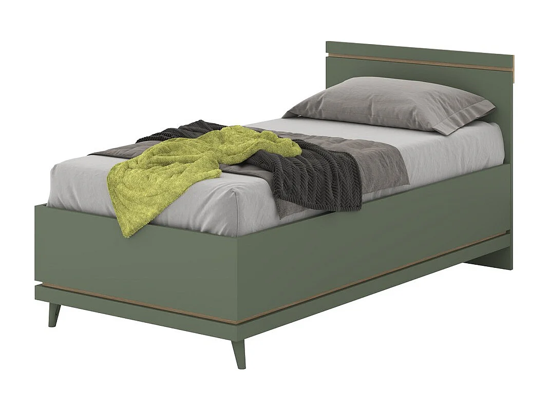 Lit enfant NOKI – 100x200 cm vert et bois – Style scandinave