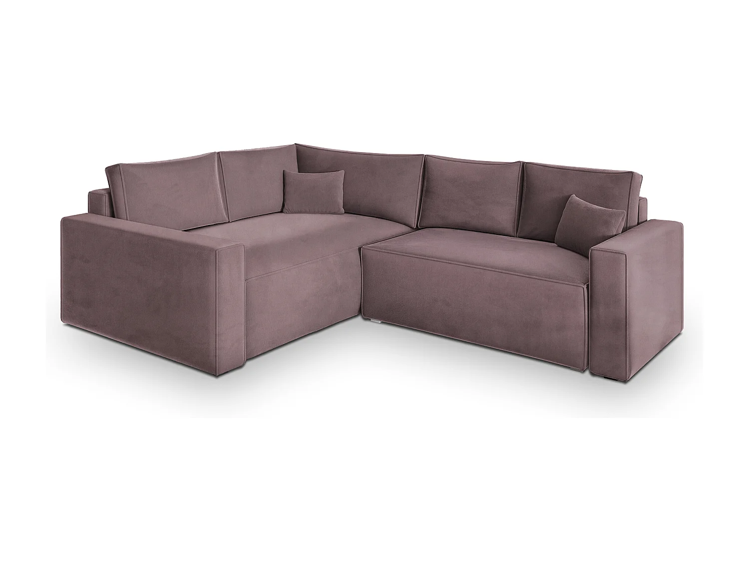 Hoekbank ERONIS van fluweel met slaapfunctie Lila