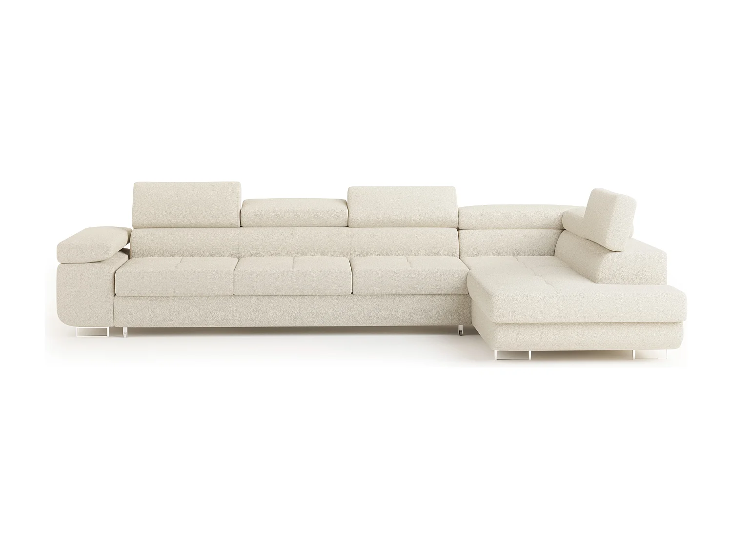 Hoekbank VICENTE van fluweel met slaapfunctie Creme