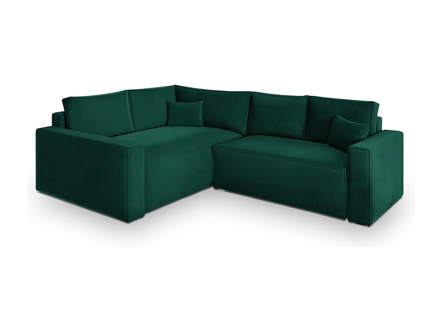 Hoekbank ERONIS van fluweel met slaapfunctie Grün