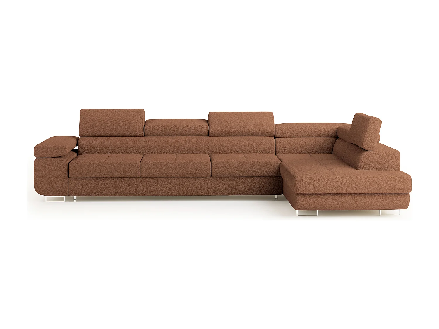 Hoekbank VICENTE van fluweel met slaapfunctie Orange