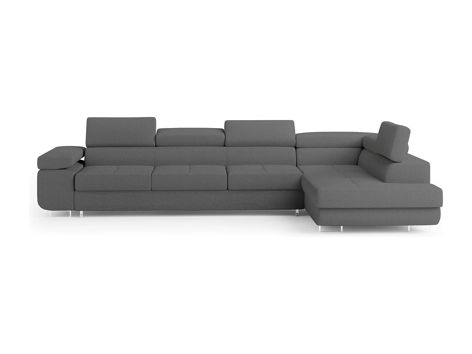 Hoekbank VICENTE van fluweel met slaapfunctie Grau