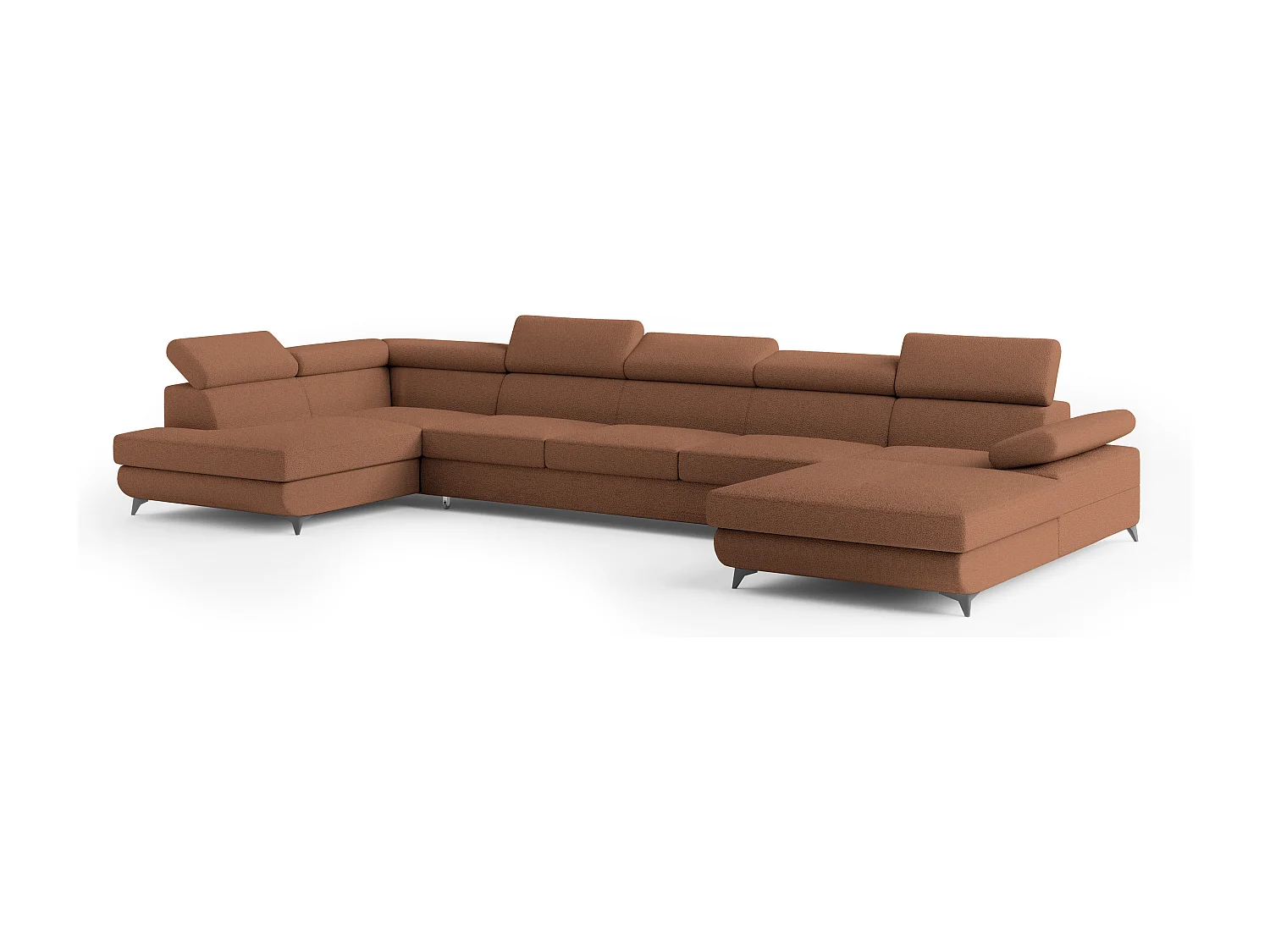 Hoekbank MONTIVA van fluweel met slaapfunctie Orange