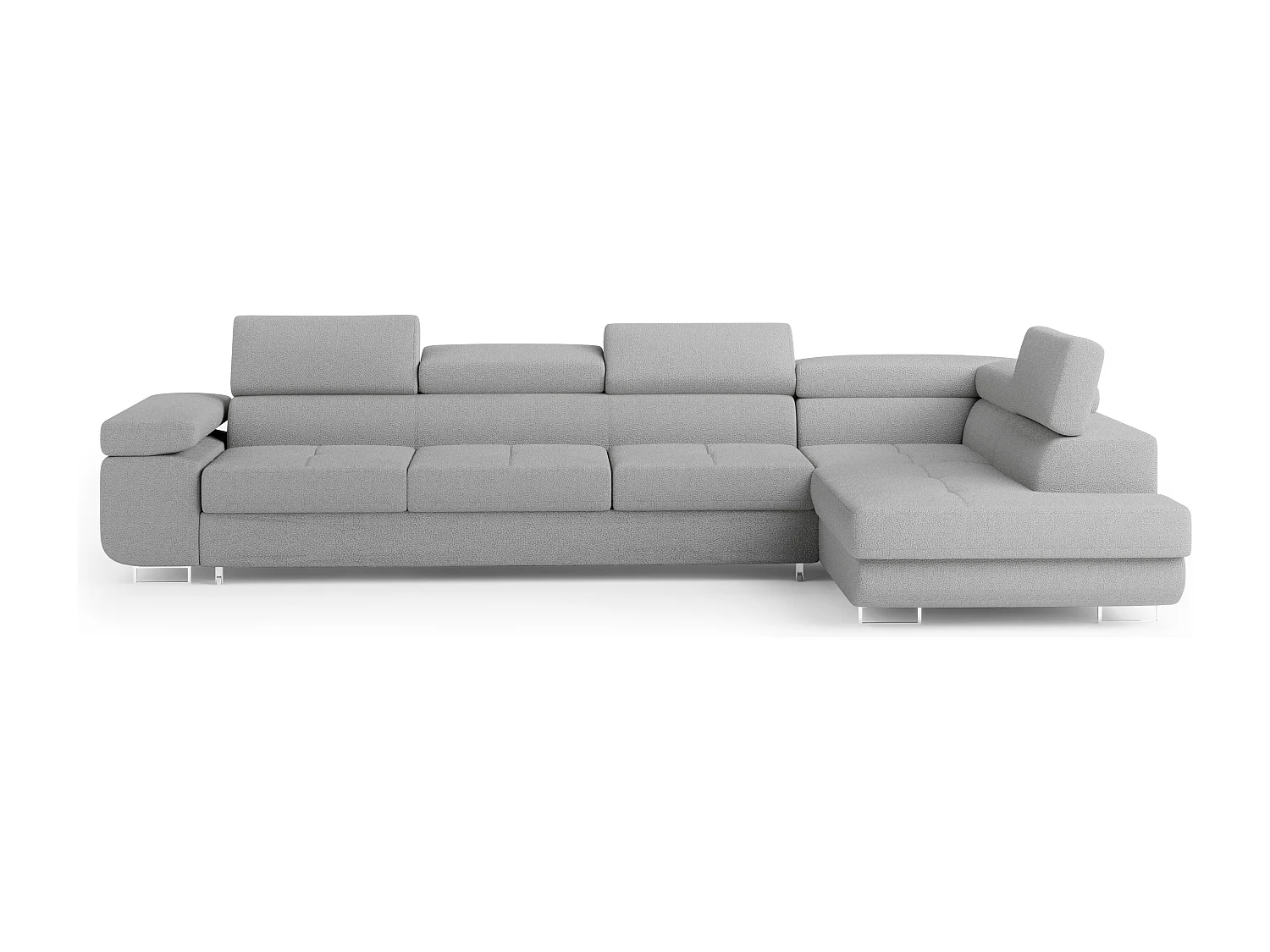 Hoekbank VICENTE van fluweel met slaapfunctie Hellgrau