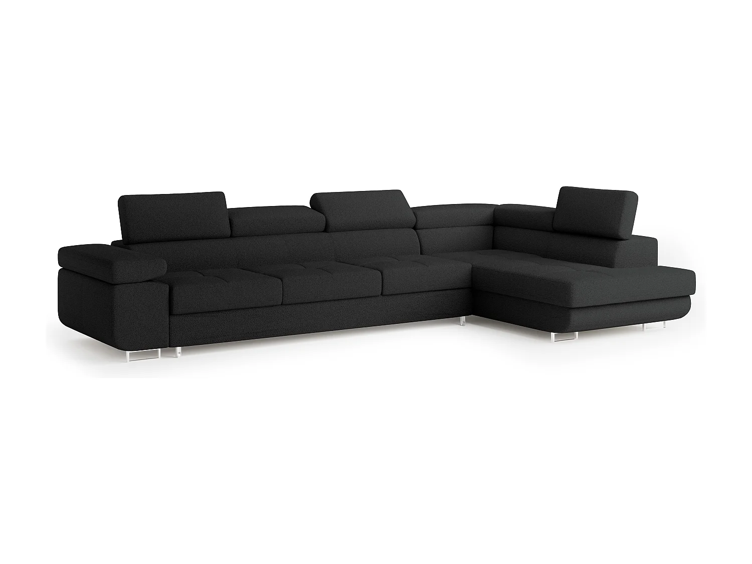 Hoekbank VICENTE van fluweel met slaapfunctie Schwarz