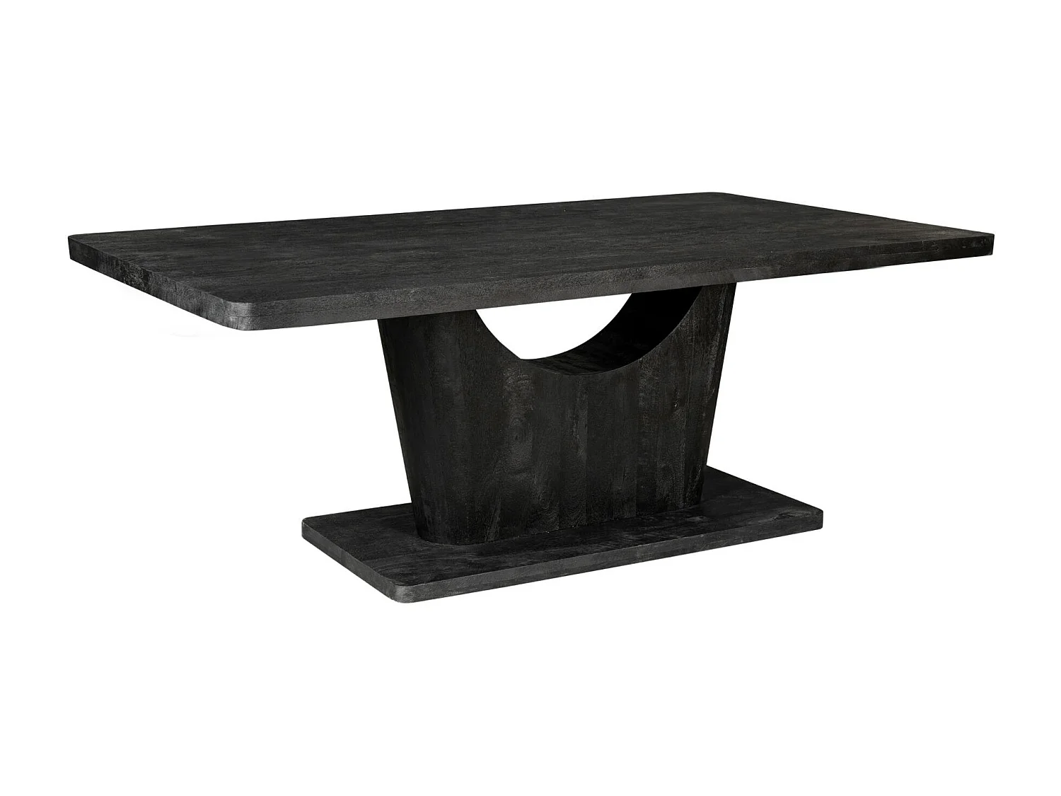 Table à manger bois noir pied central ouvert 240 cm ARCANA