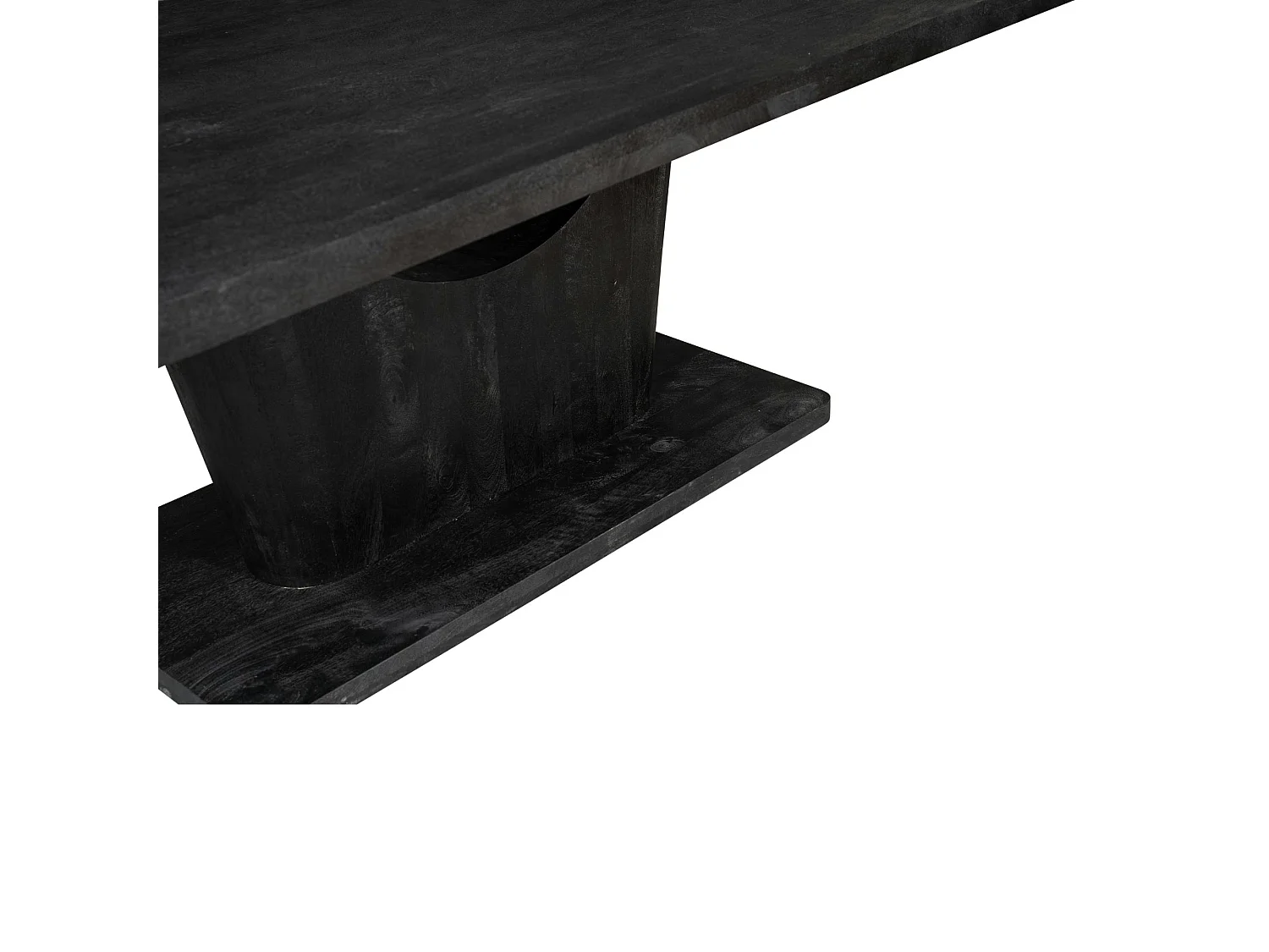 Table à manger bois noir pied central ouvert 240 cm ARCANA