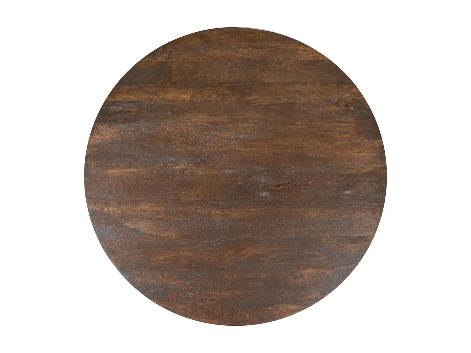 Table à manger bois foncé pied central sculpté Ø150 cm ALMA