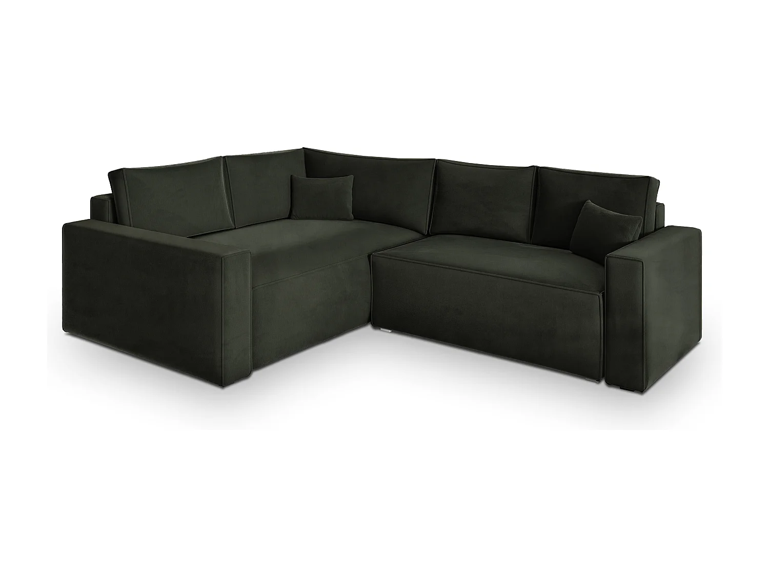 Hoekbank ERONIS van fluweel met slaapfunctie Schwarz