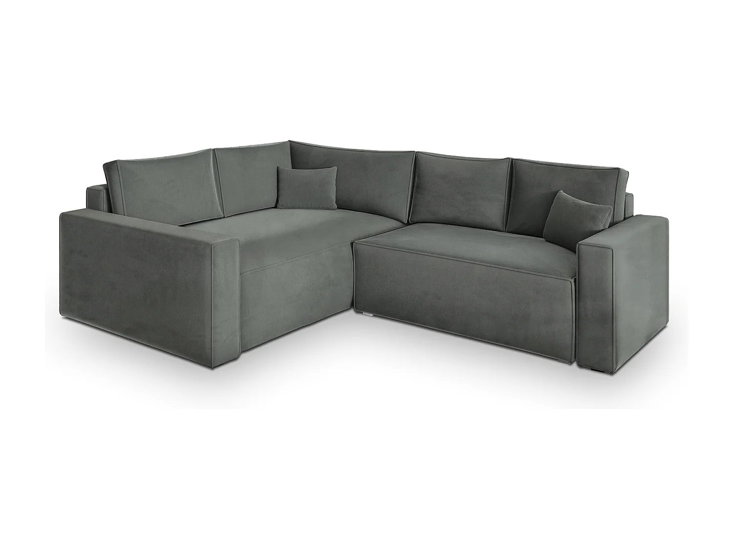 Hoekbank ERONIS van fluweel met slaapfunctie Grau