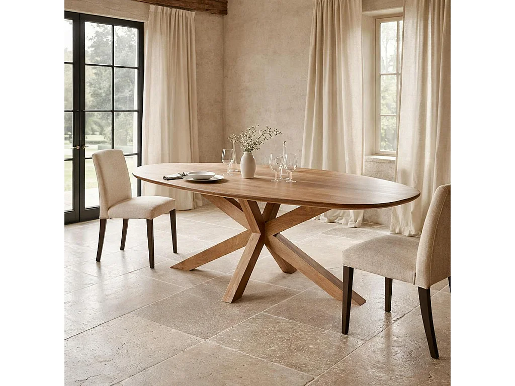 Table à manger ovale organique à pied central 210 cm NERO