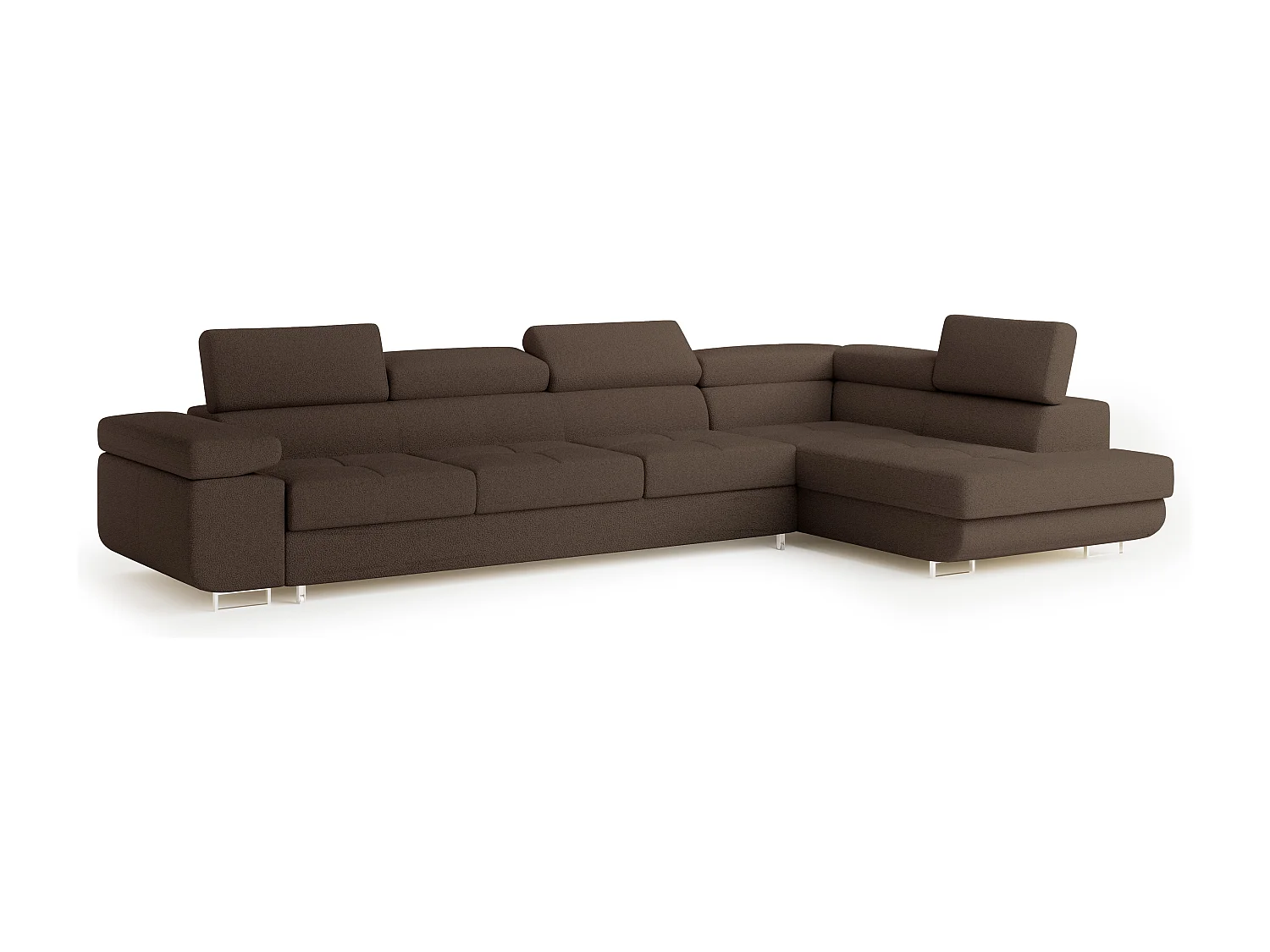Hoekbank VICENTE van fluweel met slaapfunctie Braun