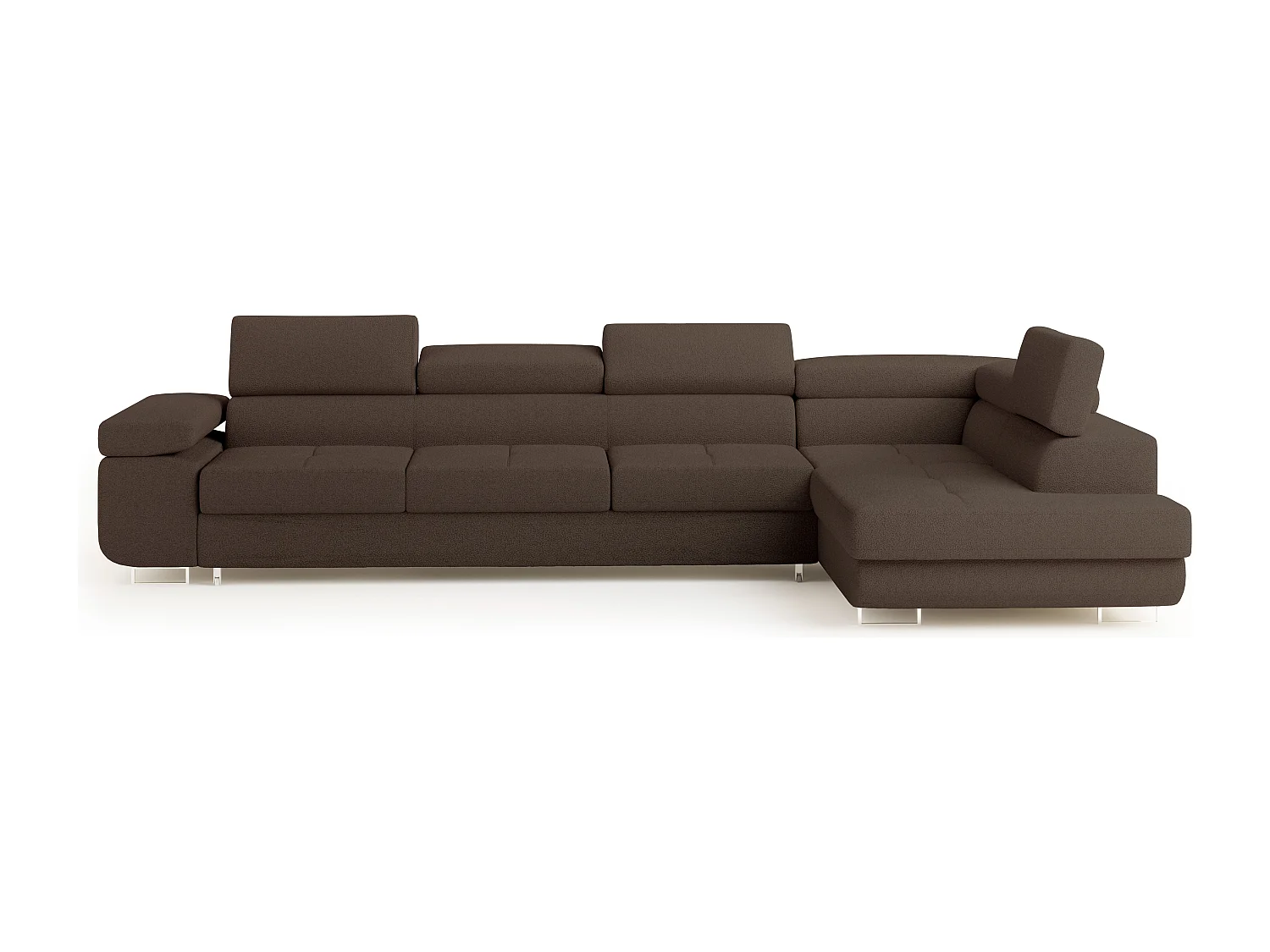 Hoekbank VICENTE van fluweel met slaapfunctie Braun
