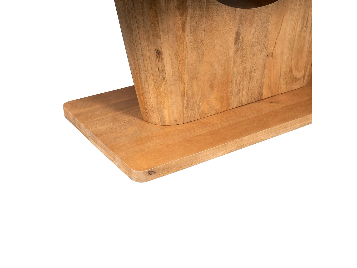 Table à manger bois clair pied central ouvert 200 cm ARCANA