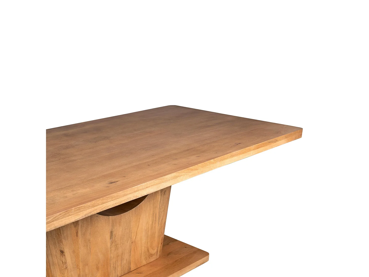 Table à manger bois clair pied central ouvert 200 cm ARCANA