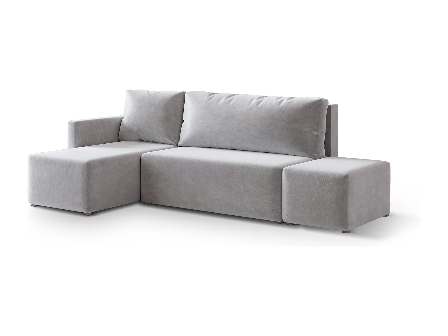 Hoekbank VELOTTI van fluweel met slaapfunctie Hellgrau