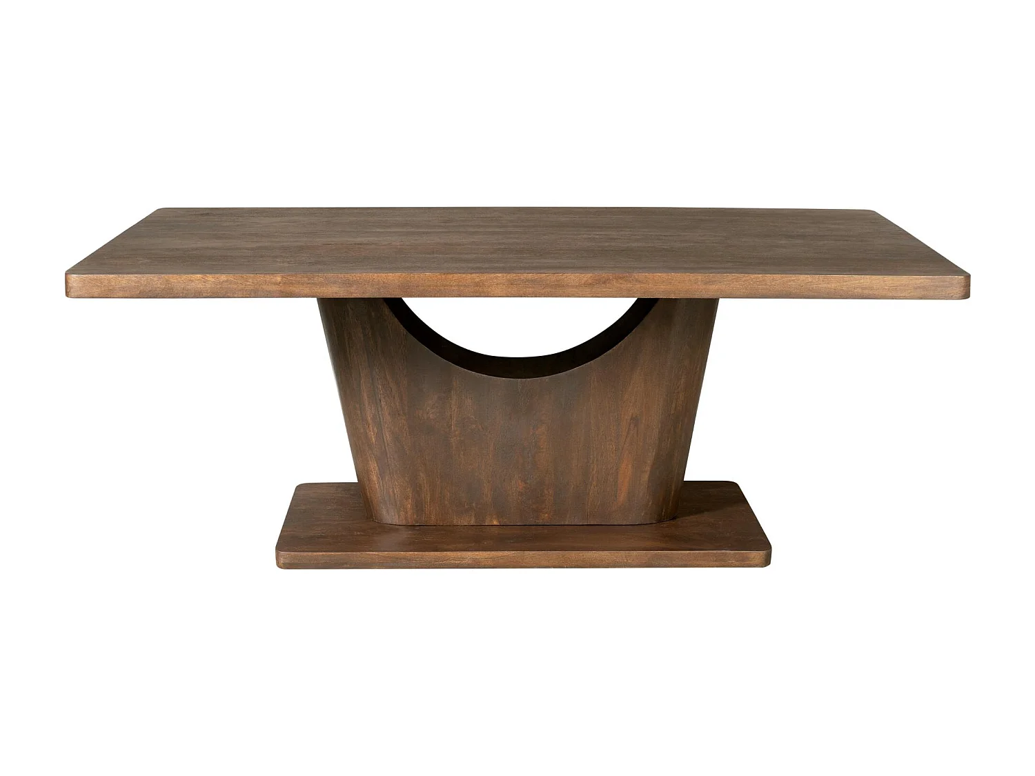 Table à manger bois foncé pied central ouvert 240 cm ARCANA