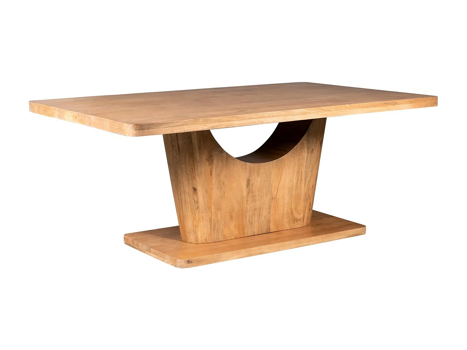 Table à manger bois clair pied central ouvert 240 cm ARCANA