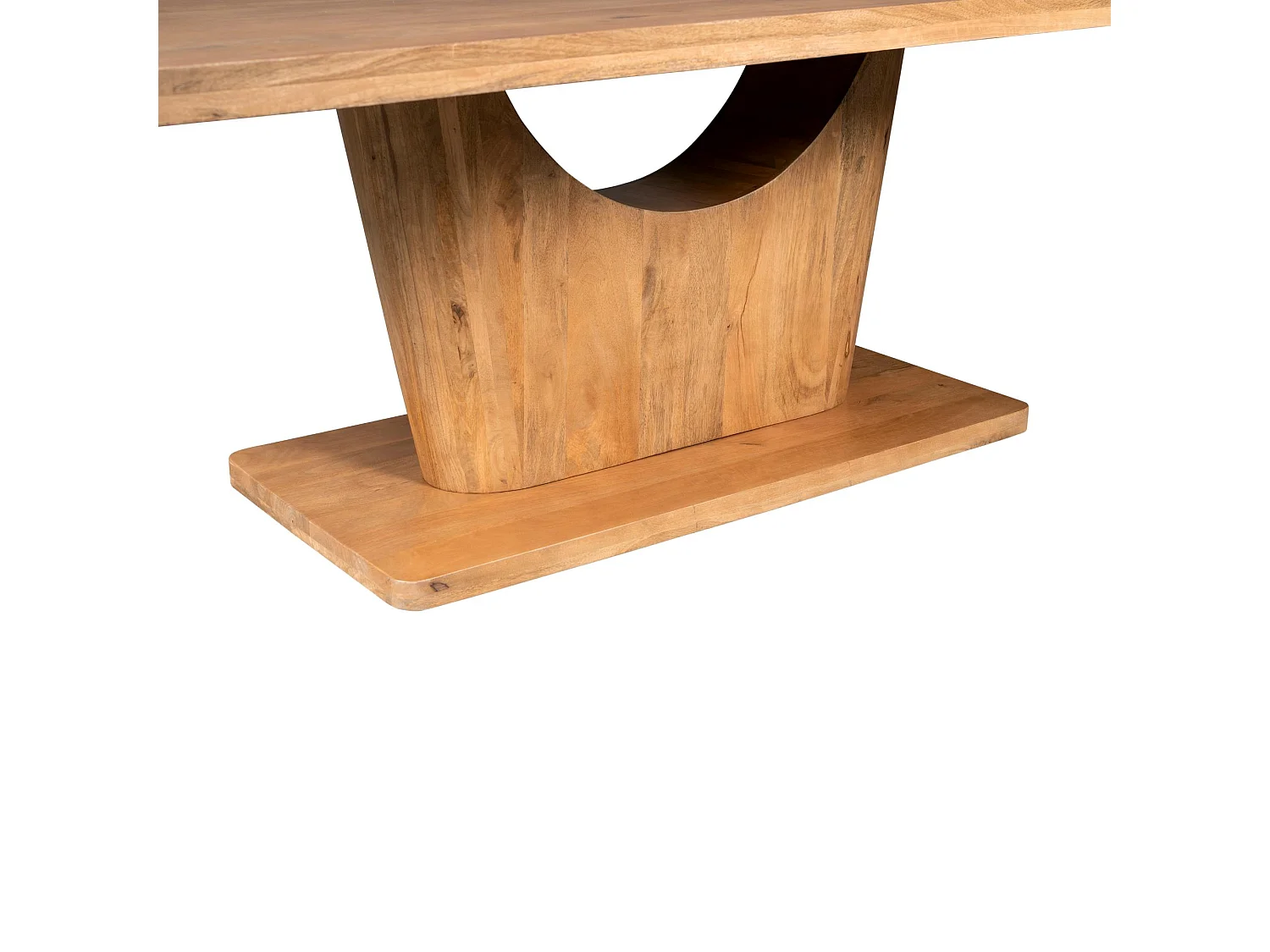 Table à manger bois clair pied central ouvert 240 cm ARCANA