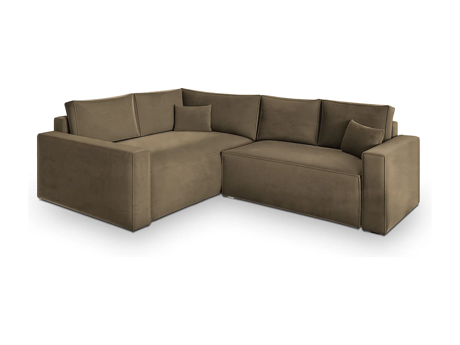 Hoekbank ERONIS van fluweel met slaapfunctie Beige