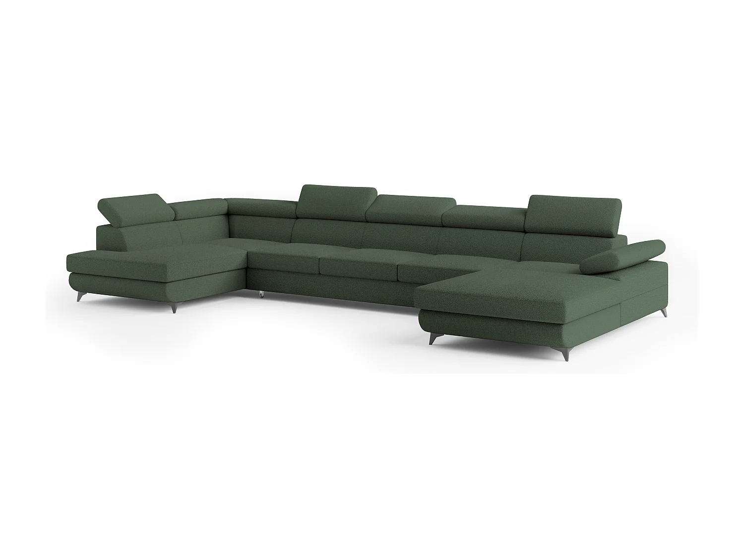 Hoekbank MONTIVA van fluweel met slaapfunctie Grün