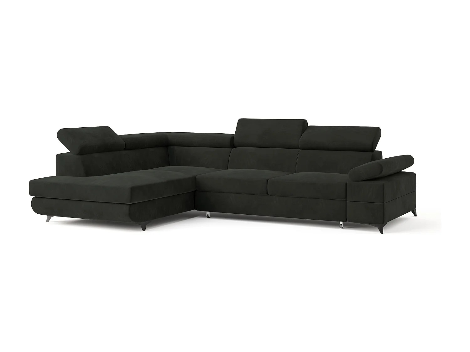 Hoekbank FAVIEN van fluweel met slaapfunctie Schwarz