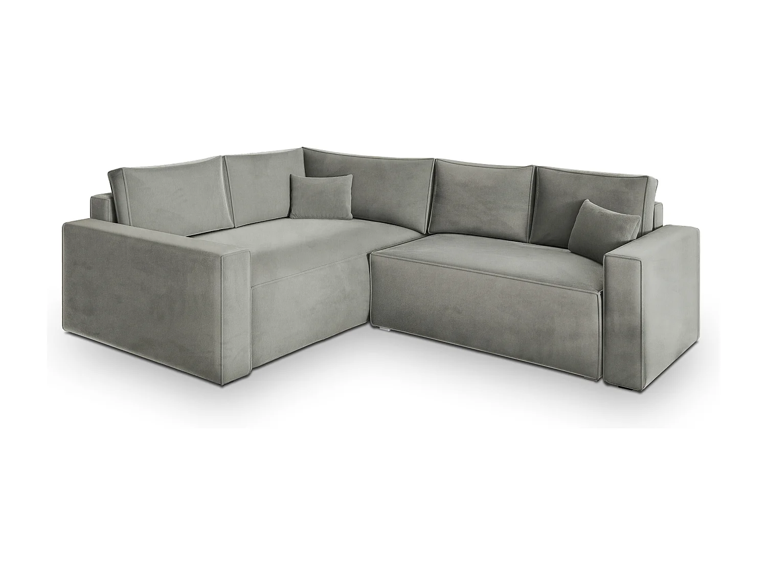 Hoekbank ERONIS van fluweel met slaapfunctie Hellgrau