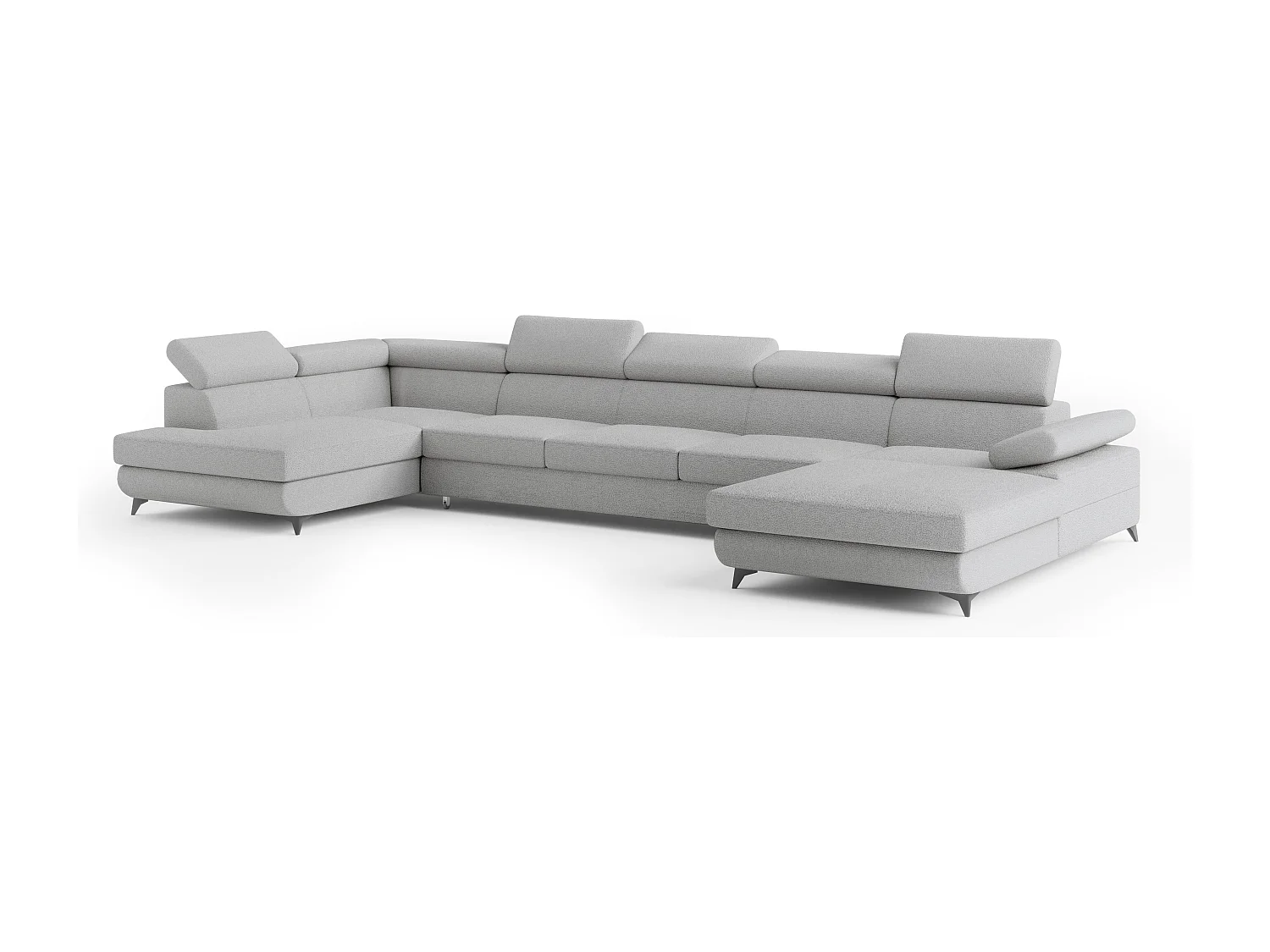 Hoekbank MONTIVA van fluweel met slaapfunctie Hellgrau