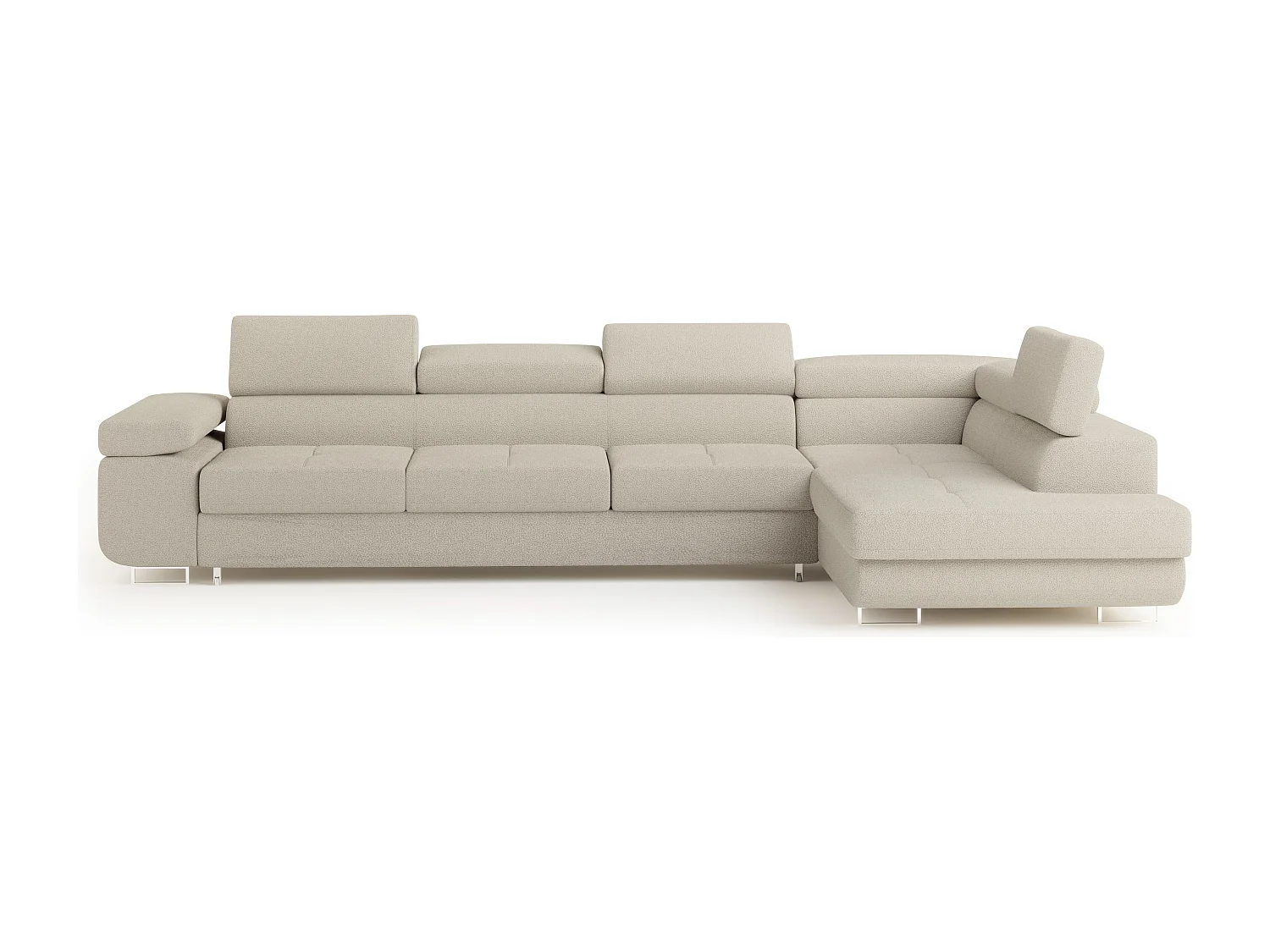 Hoekbank VICENTE van fluweel met slaapfunctie Beige