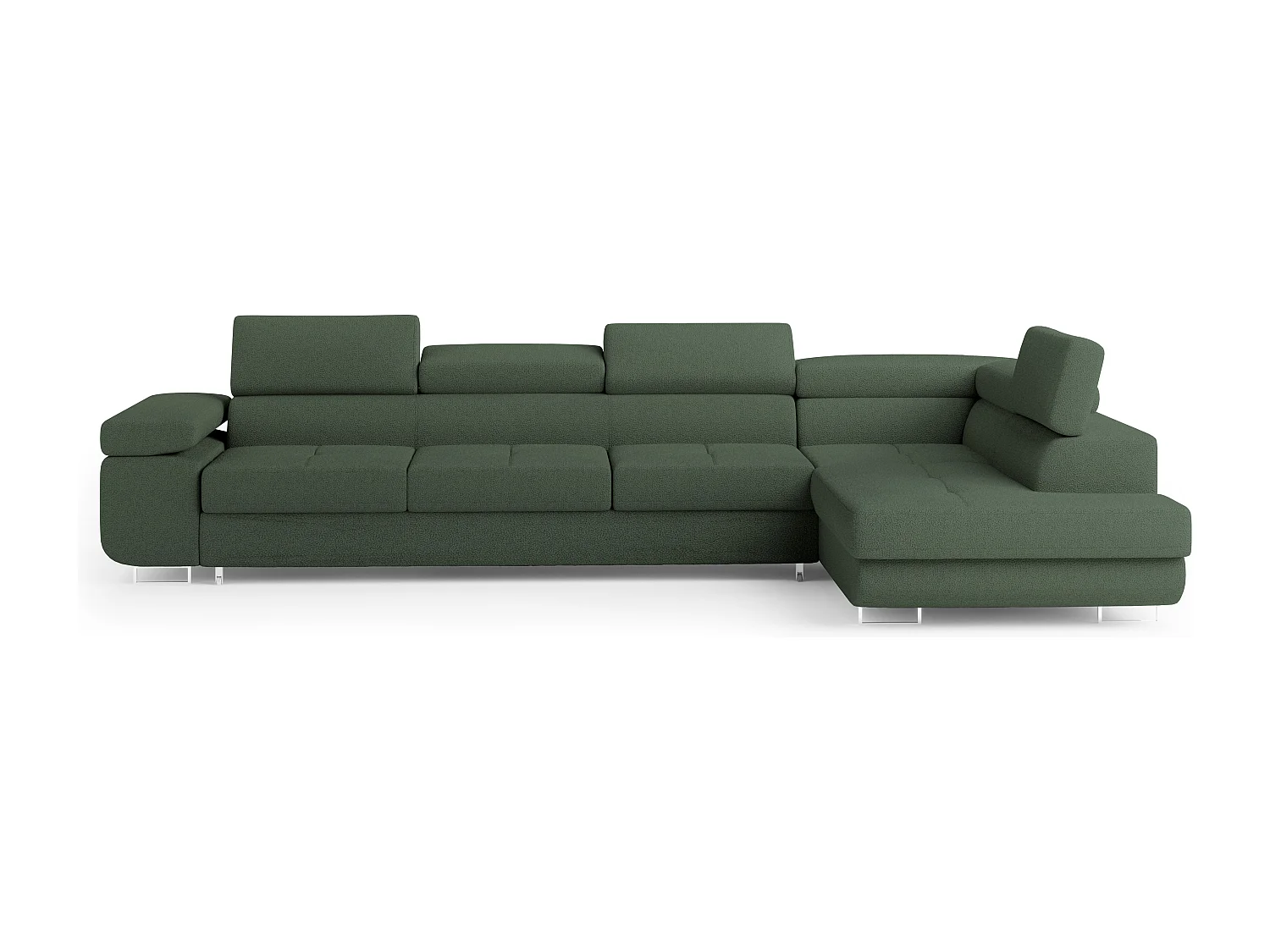 Hoekbank VICENTE van fluweel met slaapfunctie Grün