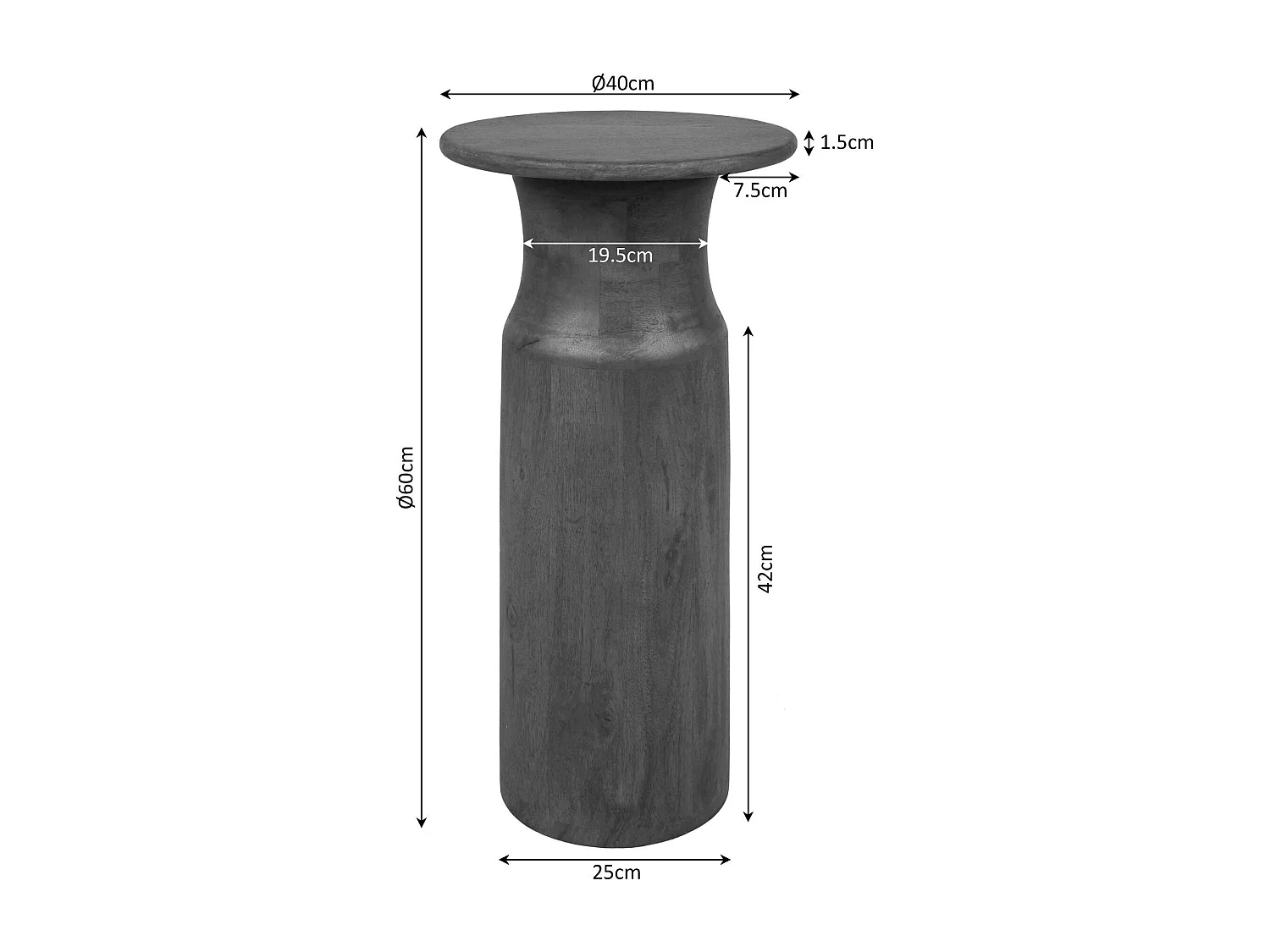 Table d'appoint ronde bois foncé pied colonne ALMA