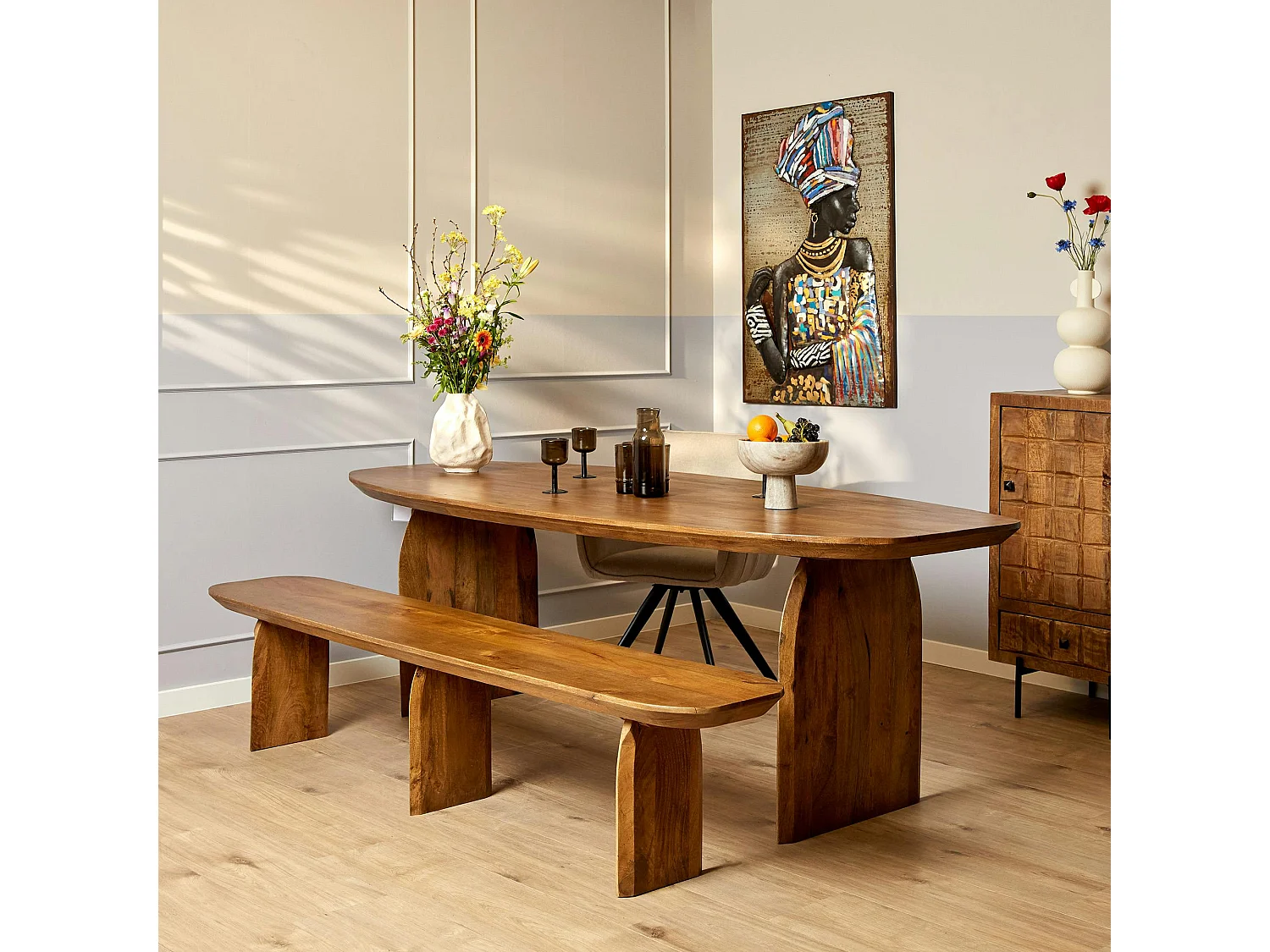 Table à manger vintage ovale en bois 300 cm CALDERA