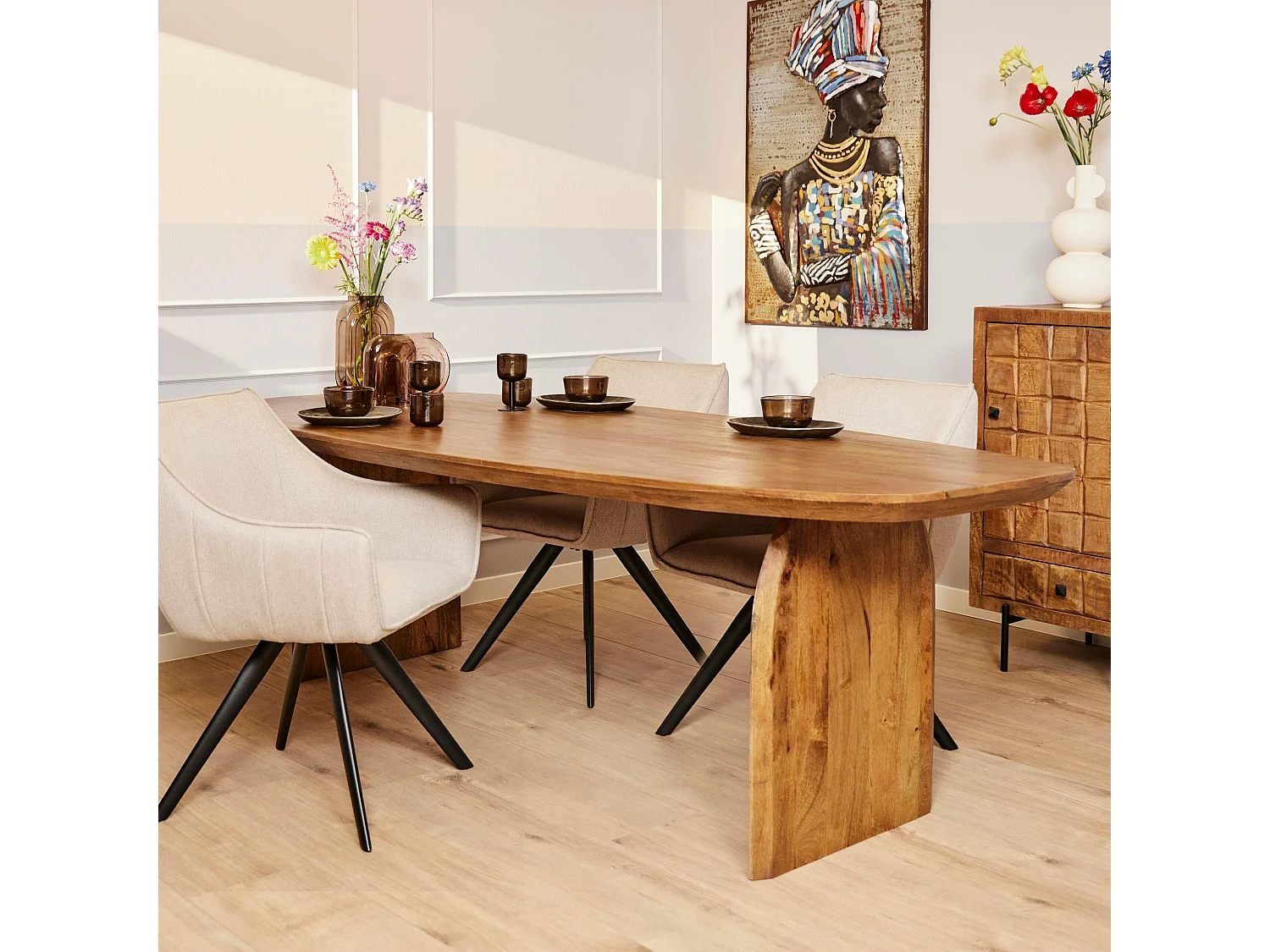 Table à manger vintage ovale en bois 300 cm CALDERA