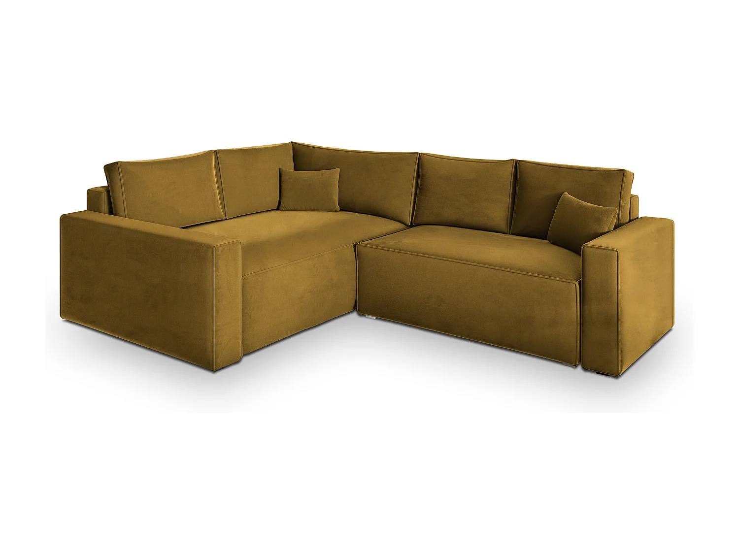 Hoekbank ERONIS van fluweel met slaapfunctie Gelb